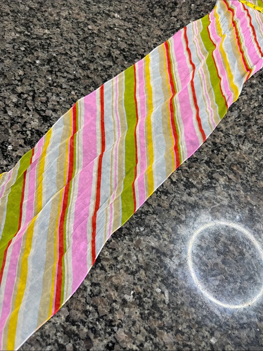 Coach Pink & Green Striped Silk Scarf EUC